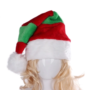 Striped Christmas Hat Plush Long Striped Pattern Red Green White Soft Xmas Holiday Party Decor Unisex Adult Kids