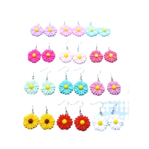 Colorful resin flower pendants set with daisy designs for DIY necklaces and earrings