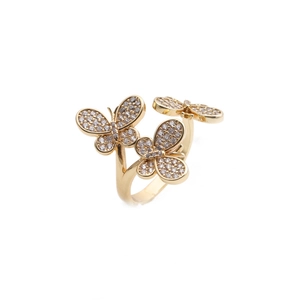 Minimalist golden butterfly open ring for women with shimmering zircon butterfly detail