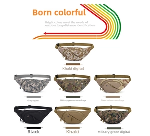 Vue détaillée des sacoches tactiques de plein air en sept motifs de couleurs camouflées