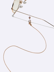 Minimalist gold thin metal eyeglass chain with lobster clasps and silicone connectors