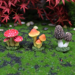 Realistic Artificial Mushroom Figurines Resin Miniature Fairy Garden Ornaments Micro Landscape Decor For Flower Pots
