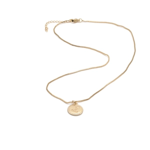 Gold-plated round smile face pendant necklace with for Today engraving and box chain