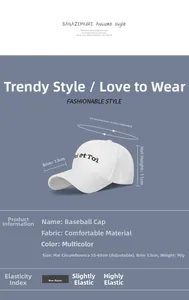 Detailed dimensions of white baseball cap with Moi et Toi embroidery and adjustable strap