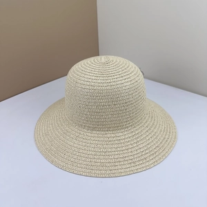 Classico cappello di paglia beige con cupola rotonda e tesa larga per il fai-da-te