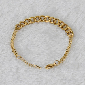 18K gold-plated stainless steel double-layered curb chain bracelet for men and women