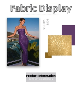 Detail of purple sequin evening dress showing luxury soft fabric and shiny texture