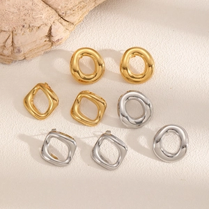 Minimalist geometric stainless steel earrings in gold and silver finish for women