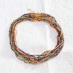 Natural Stone Beaded Necklace For Women Faceted Gemstone Boho Choker With Gold Plated Adjustable Chain