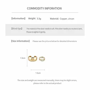 Detail showing 1.5cm 18k gold plated copper ear clip with inlaid cubic zirconia