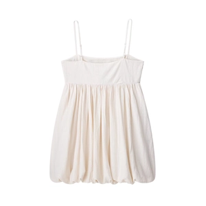 Off-white mini dress with embroidery, adjustable straps and voluminous bubble hem