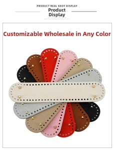DIY PU leather oval bag base with pre-drilled holes and golden protective metal feet