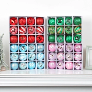 Multicolor Christmas Tree Ornament Balls Electroplated Painted PVC Decorative Hanging Balls For Holiday Party Home Decor