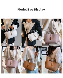 Detail view of large tote bags in white, pink, and brown with lychee grain texture