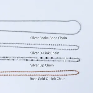 Titanium steel necklaces in silver and rose gold finishes including snake and link chains