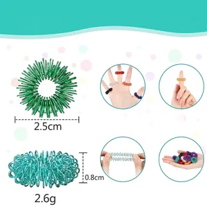 Mini spring finger massage rings in multiple colors for sensory stress relief and therapy