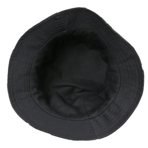 Classic black cotton bucket hat with reinforced stitched brim for sun protection