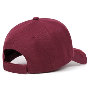 Deep red cotton baseball cap with adjustable Velcro strap and embroidered side detail