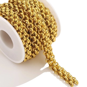 Golden stainless steel heavy metal chunky chain rolls for DIY jewelry and bag making
