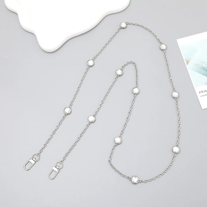 Silver metal crossbody phone strap with round clear crystals and lobster clasps