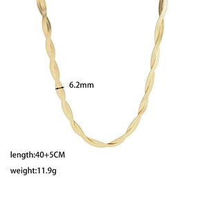 Detail showing dimensions of the 6.2mm wide 18K gold plated flat snake chain necklace