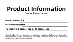 Detailed specifications for mini knitted polyester Christmas hats 5-10 piece pack