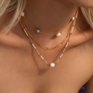 Collana Perline Fatta Mano Acciaio Inossidabile Pietra Naturale Agata Perla Conchiglia Perla Acqua Dolce Gioielli Donne