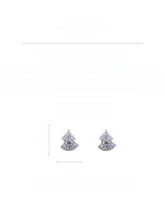 Détails des boucles d'oreilles en forme d'éventail avec zircone et dimensions du produit