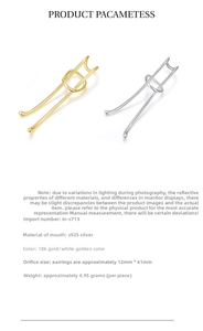 Detail view of S925 silver irregular geometric earrings showing 12mm x 61mm dimensions