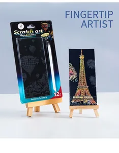 DIY world city night view scratch bookmarks set with Eiffel Tower design and stylus pen