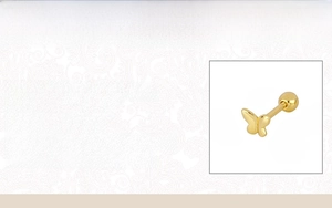 Detailed product specifications for 925 silver butterfly screw stud earring in gold