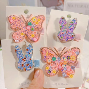 Cute Hair Clips And Headband Rhinestone Imitation Artificial Pearl Butterfly Bunny Heart Flower Pattern Colorful Accessories For Girls