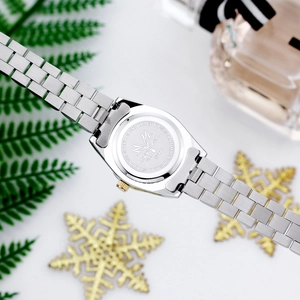 Close-up of MISSFOX water resistant stainless steel watch back with detailed engraving