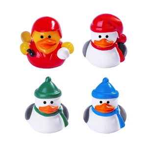 Set of 4 winter snowman rubber ducks for creative desktop and car interior decoration