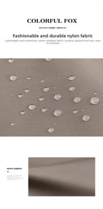Close-up showing waterproof nylon fabric texture with water droplets on the shoulder bag
