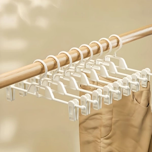Plastic Pants Hangers Non Slip Adjustable Clips Space Saving Stackable Closet Organization For Skirts Trousers