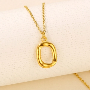Minimalist gold irregular round pendant necklace with hip hop geometric street style chain