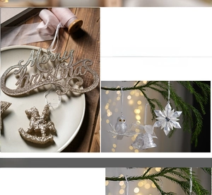 Detailed Christmas ornaments set with glittery Merry Christmas sign and golden bells