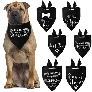 Detailed views of 6 wedding dog bandanas featuring Best Dog and My Humans Are Getting Married