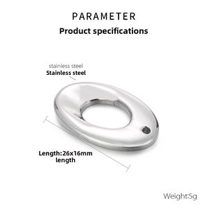 Macro shot of 26x16mm oval stainless steel pendant with mirror finish for DIY jewelry