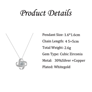 Elegant four-leaf clover rotating necklace with cubic zirconia in platinum plating