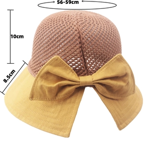 Breathable hollow-top bucket hat with large bow and sun protection for summer