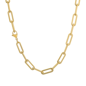 Minimalist gold square link titanium steel necklace with durable lobster clasp on white background