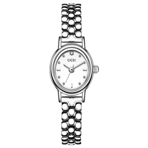 Elegant Women Quartz Watch Small Oval Dial Stainless Steel Strap Alloy Case Vintage Fashion Retro Waterproof Wristwatch