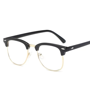 Classic black and gold half-frame polarized sunglasses with vintage clubmaster styling