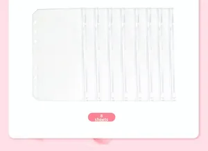 Set of 8 transparent 6-hole A6 binder pockets with zip closure for budget planning
