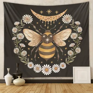Bohemian Wall Hanging Tapestry Polyester Decorative Fabric Home Room Retro Mystery Nature Moth Butterfly Bee Floral Moon