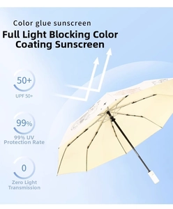 UPF 50+ automatic folding sun umbrella with color glue coating and cartoon pattern