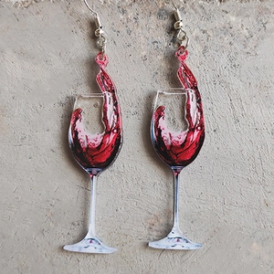 Acrylic Wine Glass Beer Mug Whiskey Cup Earrings Novelty Transparent Creative Fun Jewelry For Women Girls With Metal Hook