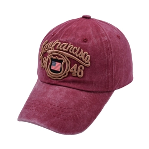 Vintage wine red baseball cap with San Francisco 1846 and USA flag embroidery